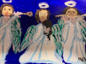 Alt text = 3 angels playing instruments